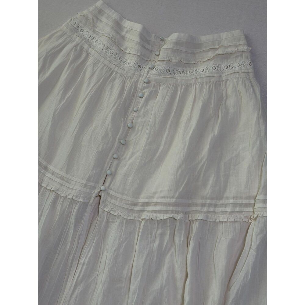 Aerie Boho Button Romantic Cottagecore Dainty Peasant Gipsy Lace Maxi Skirt L - Picture 5 of 7